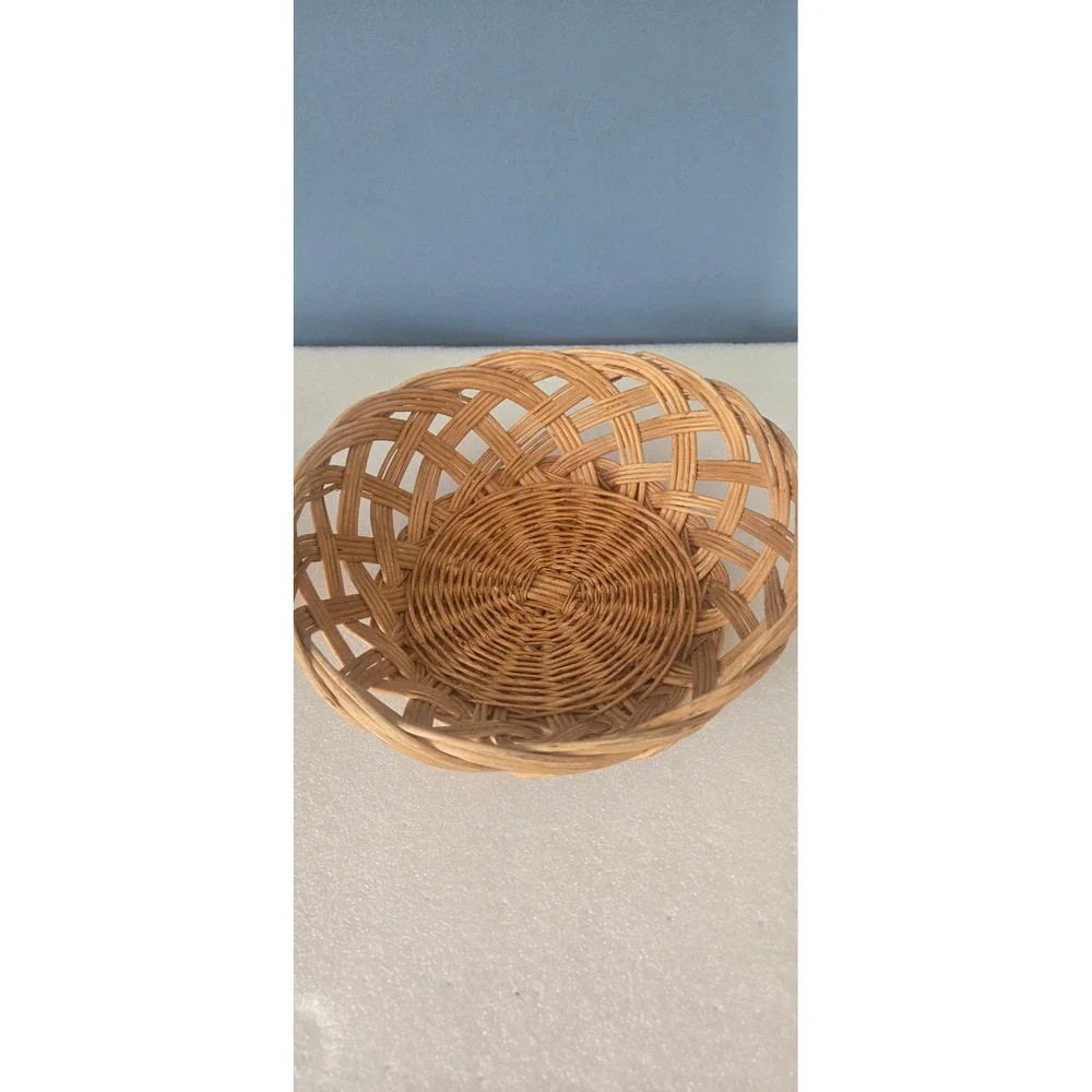 Vintage Woven Wicker Basket Set of 3 Natural Wood Boho Home Decor Organizers